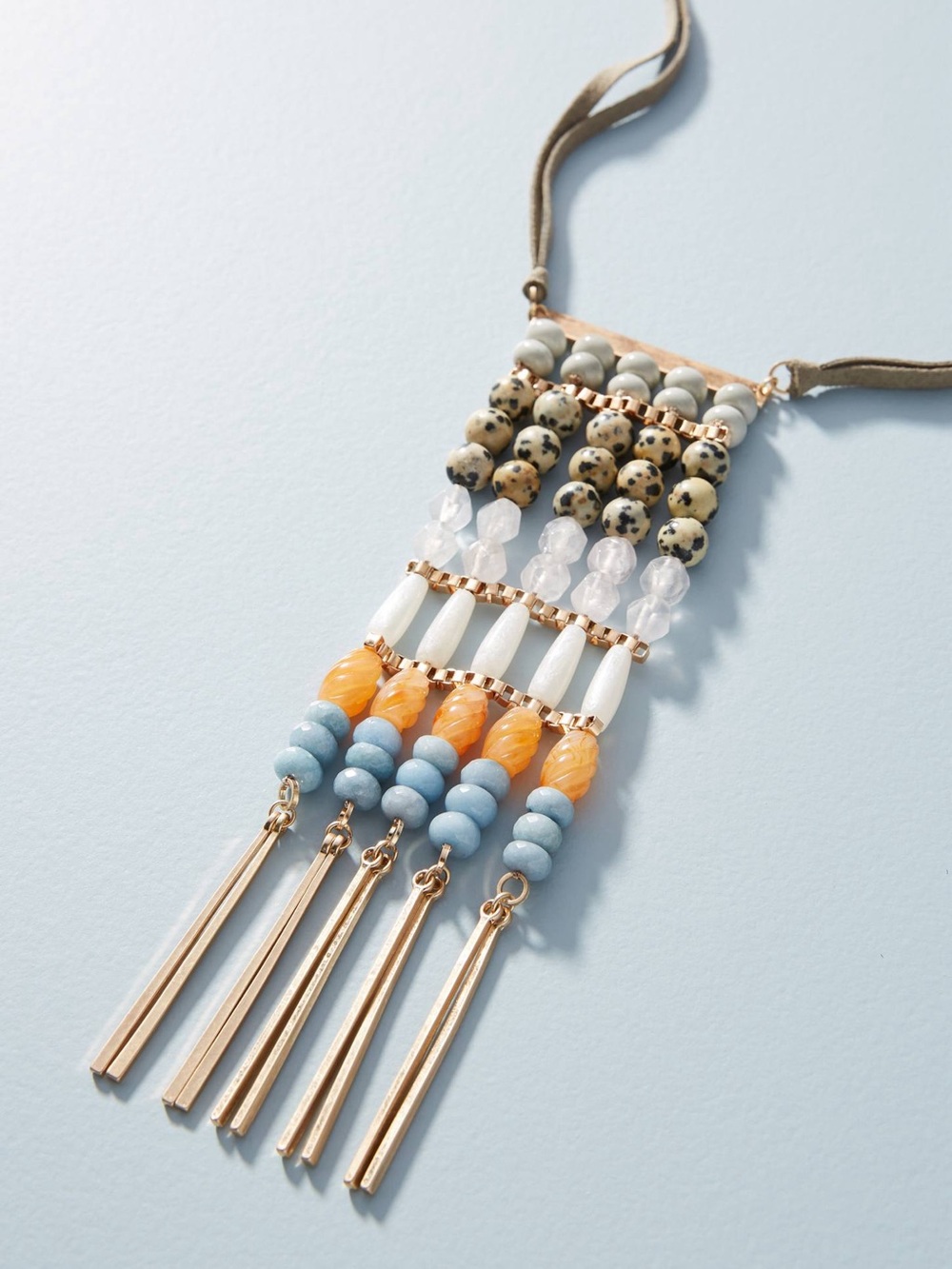 Anthropologie Bohemian Beaded Tassel Necklace - Multicolor